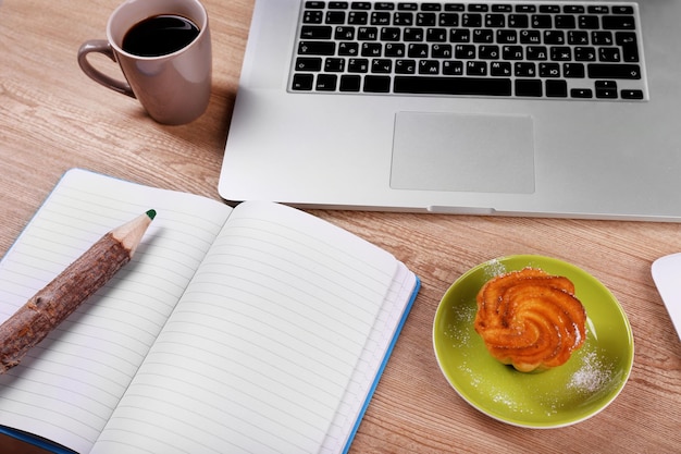 Contact desk with laptop
